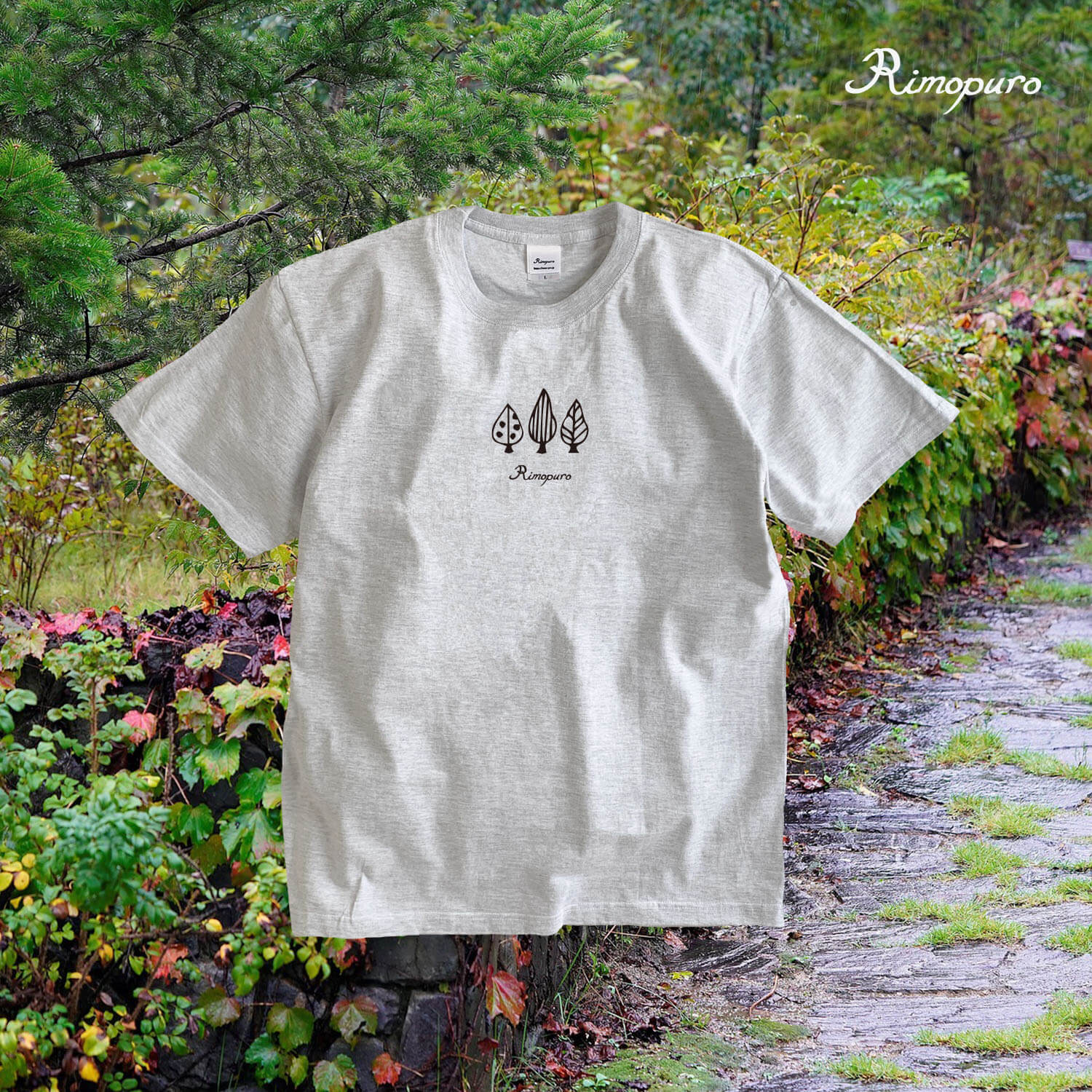 Rimopuro - 北欧柄のツリーデザイン半袖Tシャツ